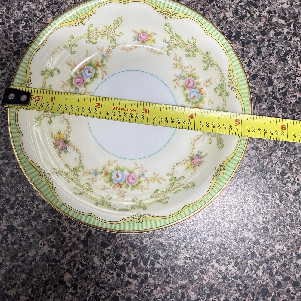 1930s Noritake Marlene Green Fruit Bowls Set of 2 Floral Gold  Vintage
